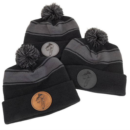 Pom Pom Beanie (Black & Grey)