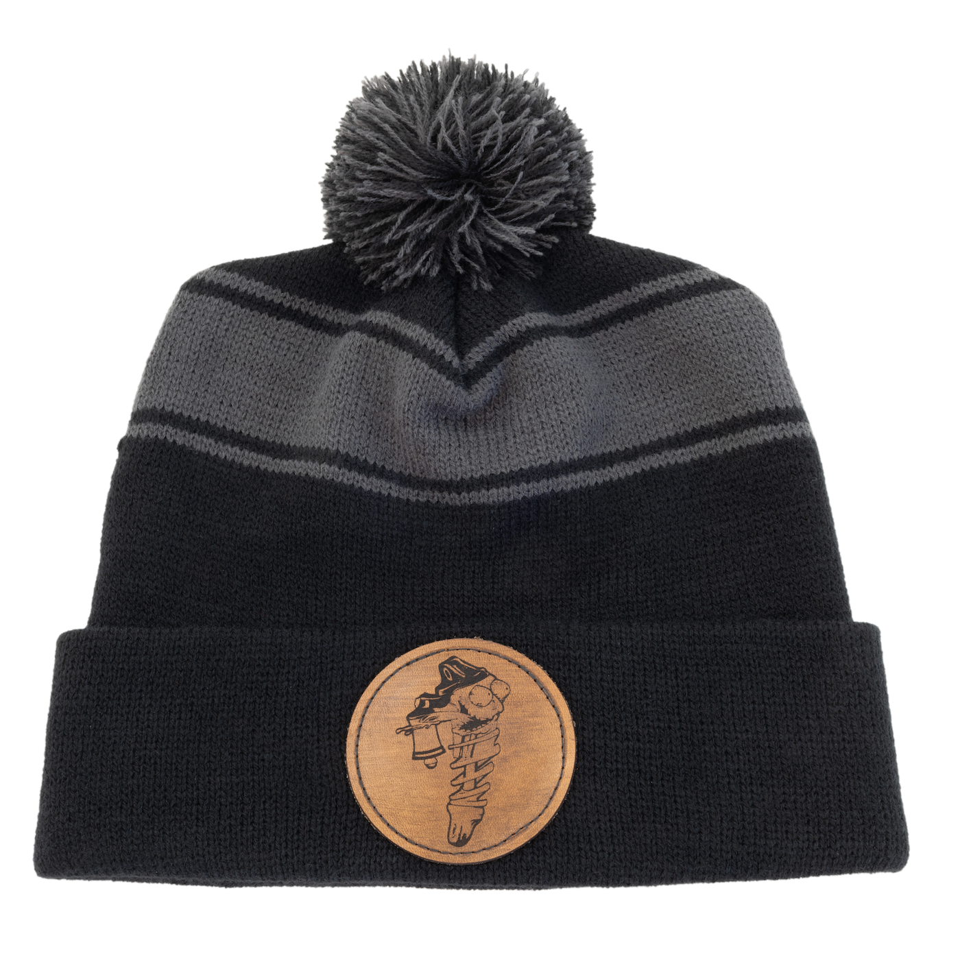 Pom Pom Beanie (Black & Grey)