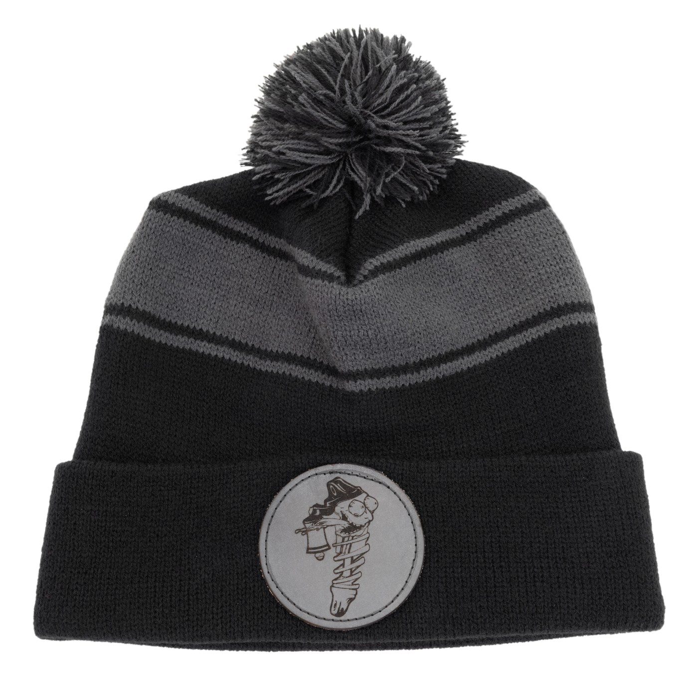 Pom Pom Beanie (Black & Grey)