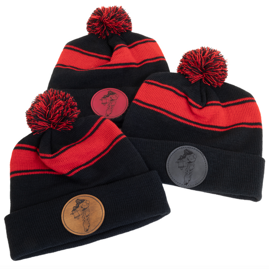 Pom Pom Beanie (Red & Black)