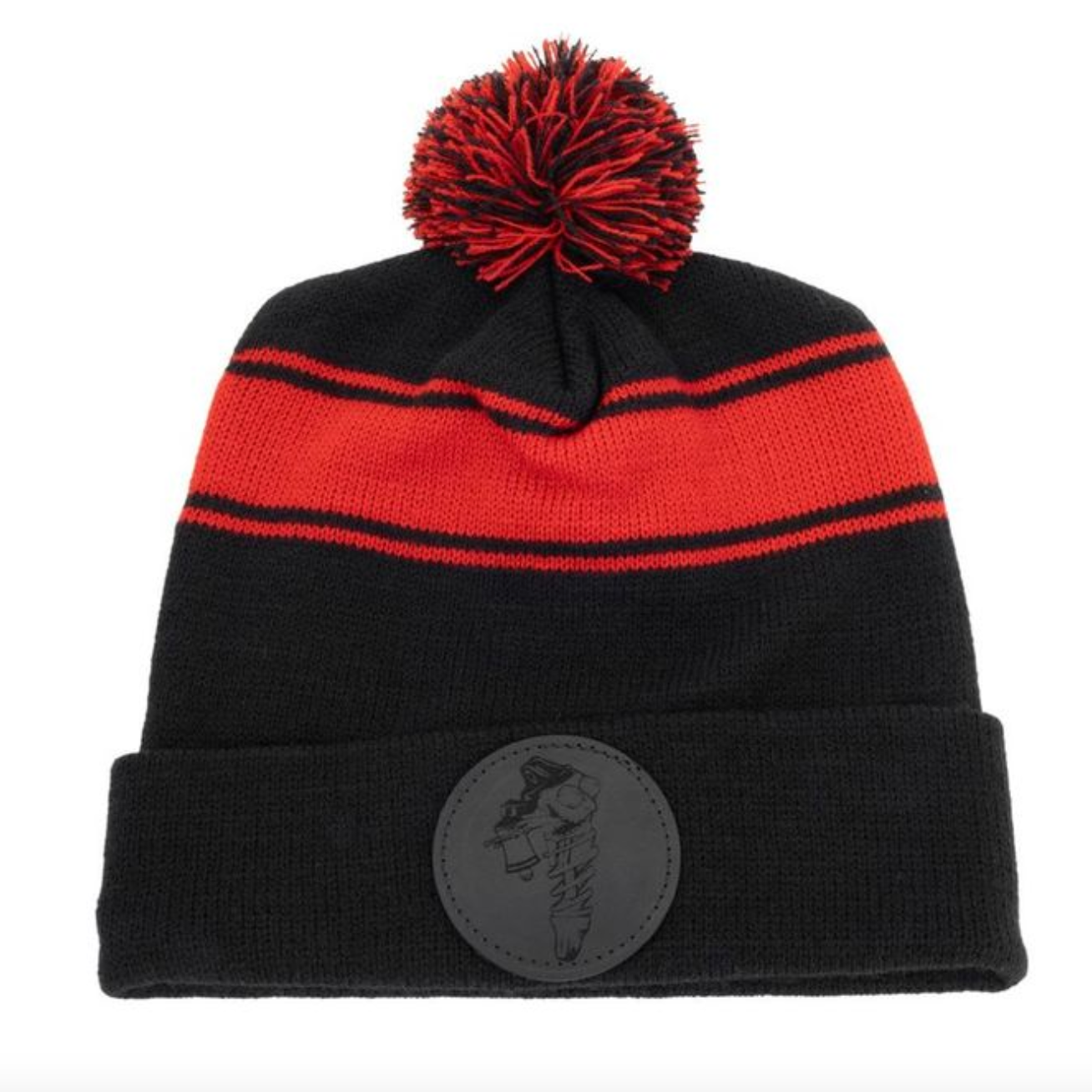 Pom Pom Beanie (Red & Black)